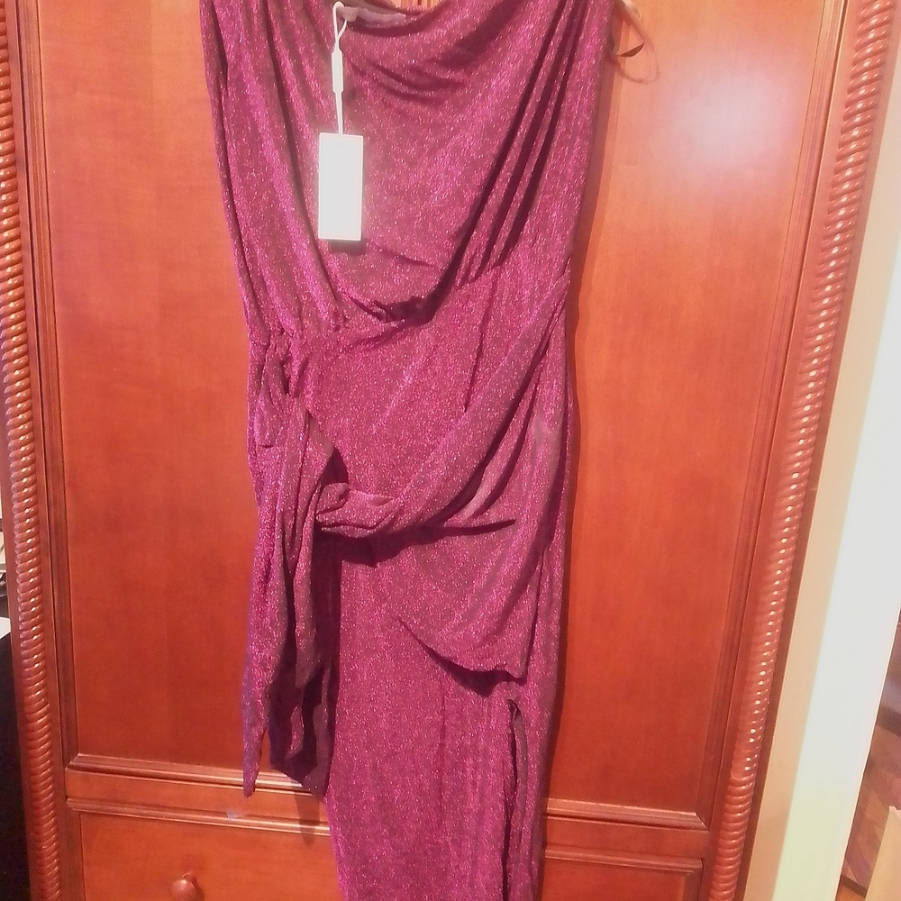 Petal & Pup Metallic Midi-Dress - Purple